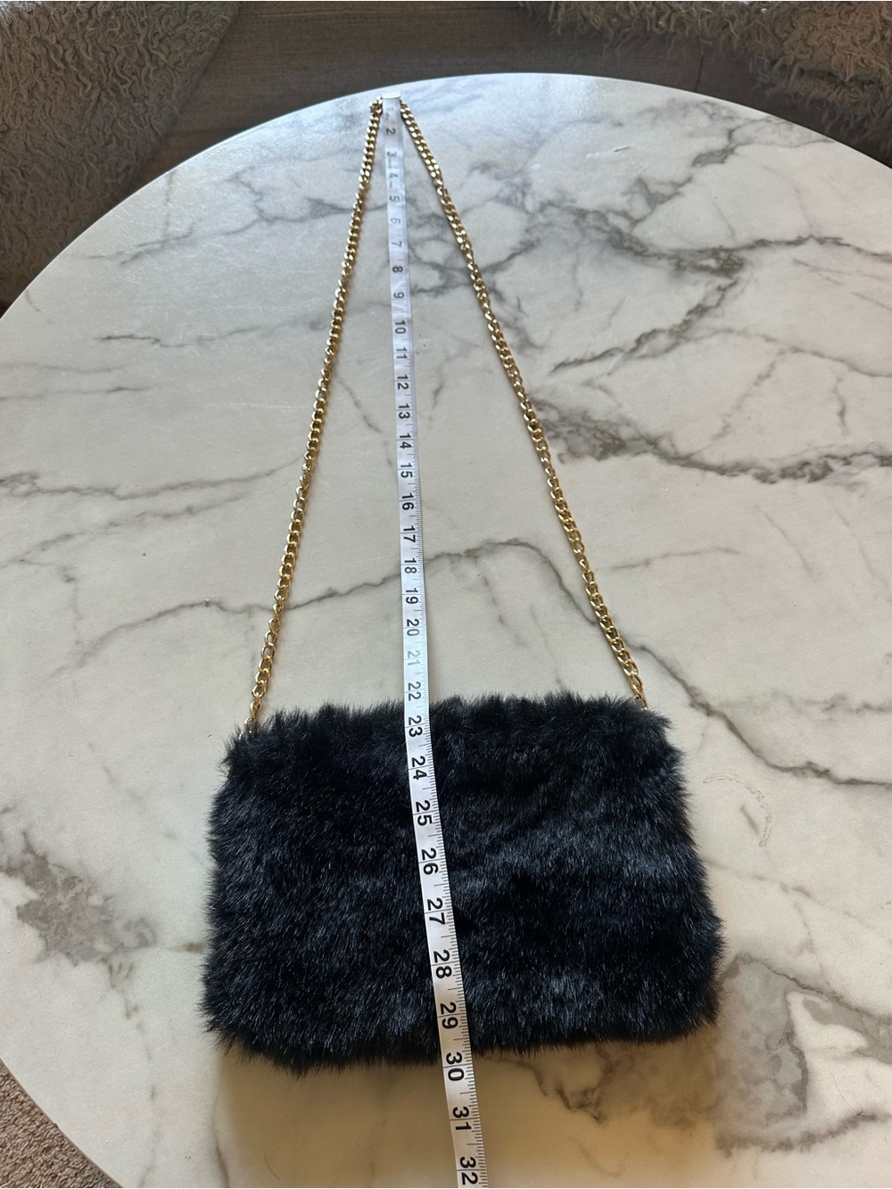 Black Faux Fur Chain Shoulder Bag - Women's Fashion - Picture 5 of 6